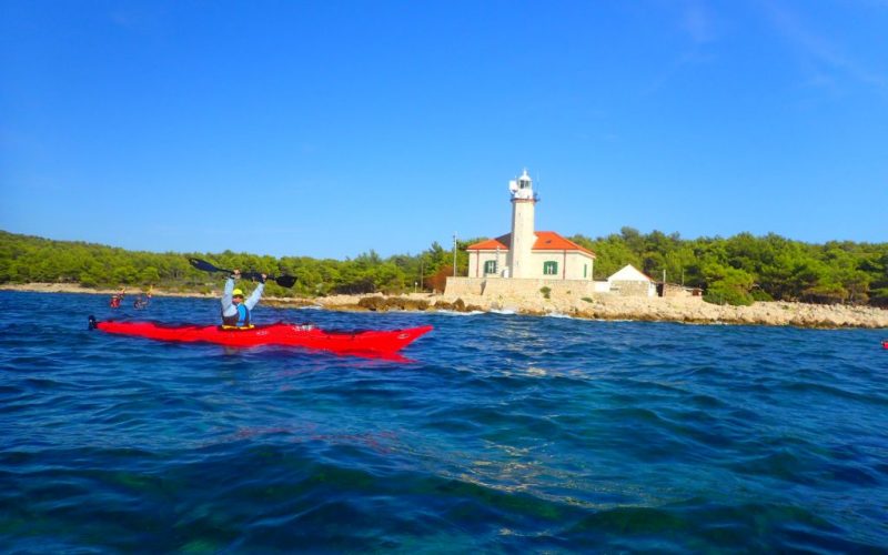 Lighthouse on island Brac - Old palace in Maslinica - Island hopping sea kayak tour Croatia - Red Adventures